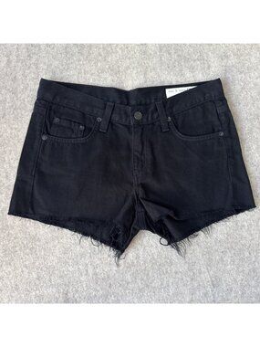 rag & bone JEAN Cut Off Shorts Womens 24 Black Frayed Hem Denim Low Rise 2"